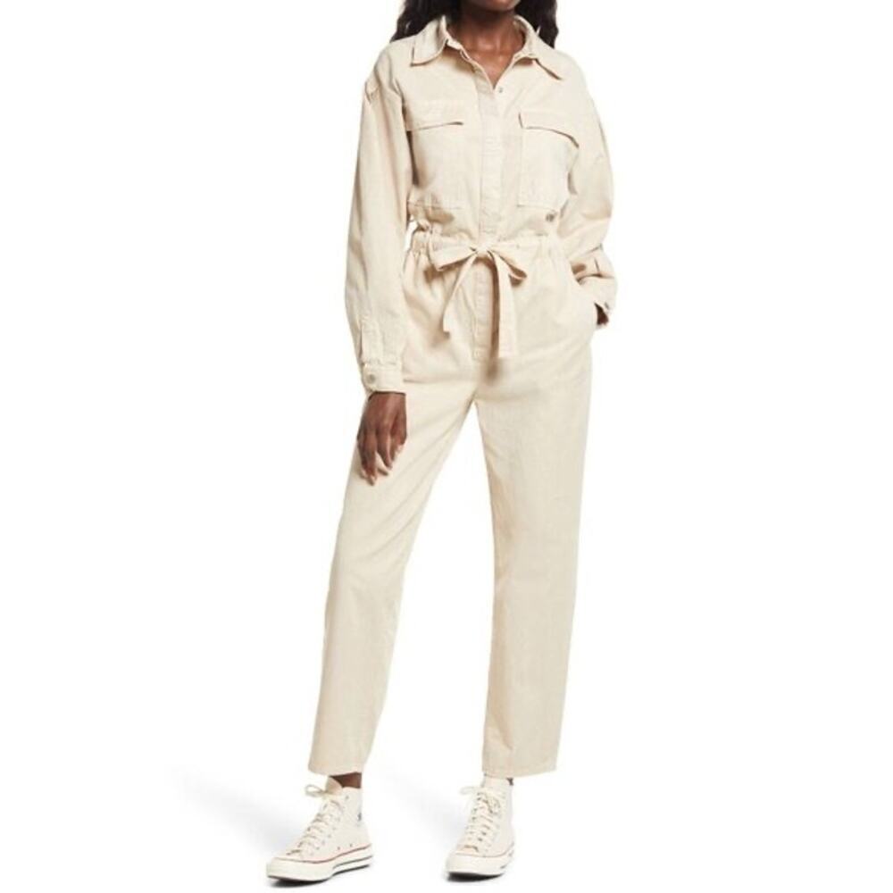 Good American Cinched Utilitarian Jumpsuit Long Sleeves Size 3/ Large Utility